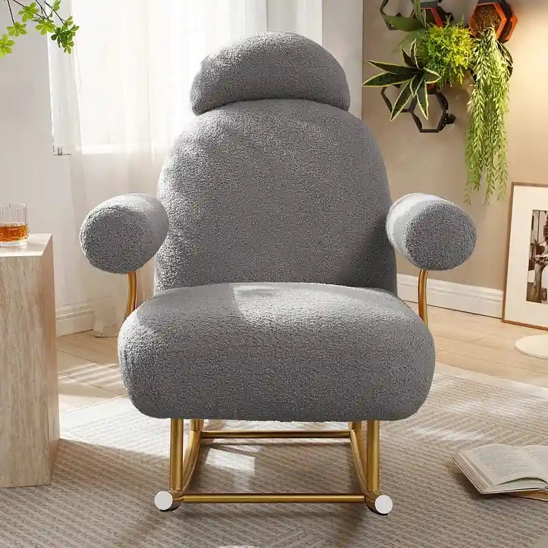 Fauteuil à bascule moderne en tissu sherpa pour chambre de bébé