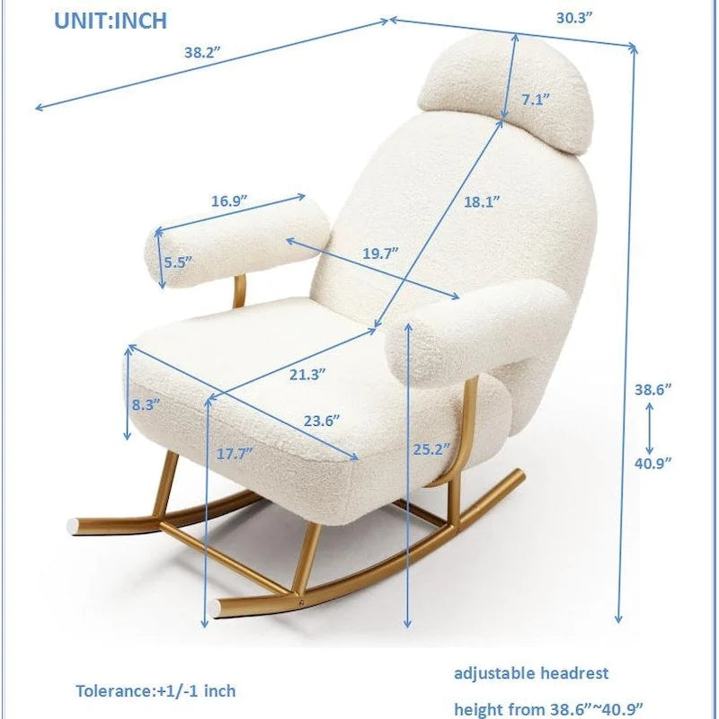 Fauteuil à bascule moderne en tissu sherpa pour chambre de bébé