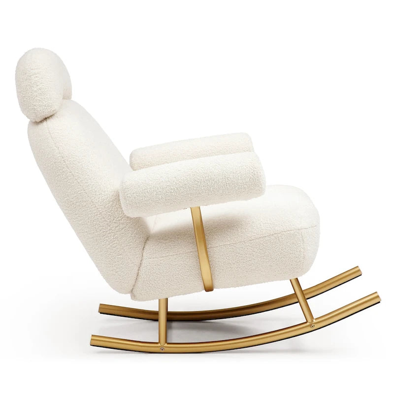 Fauteuil à bascule moderne en tissu sherpa pour chambre de bébé