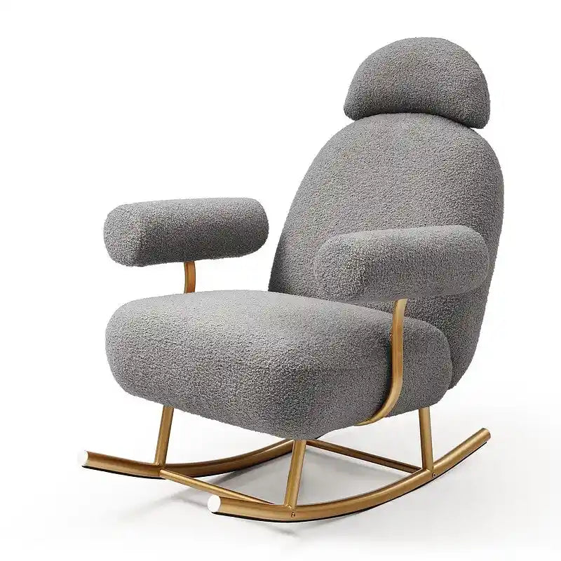 Fauteuil à bascule moderne en tissu sherpa pour chambre de bébé