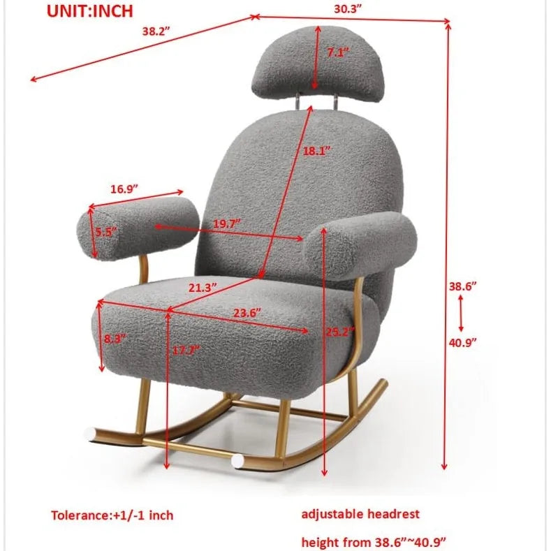 Fauteuil à bascule moderne en tissu sherpa pour chambre de bébé