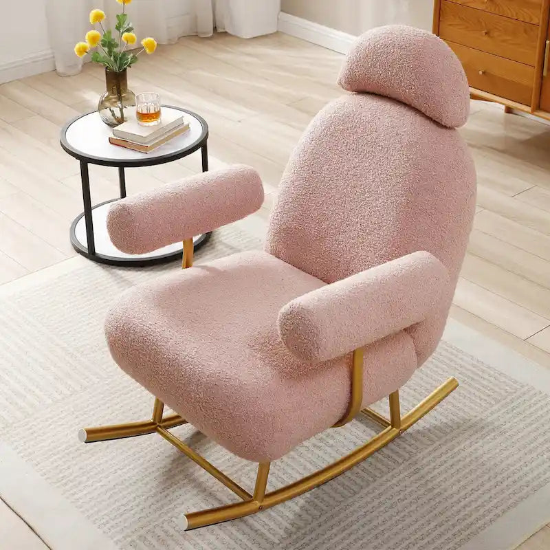 Fauteuil à bascule moderne en tissu sherpa pour chambre de bébé