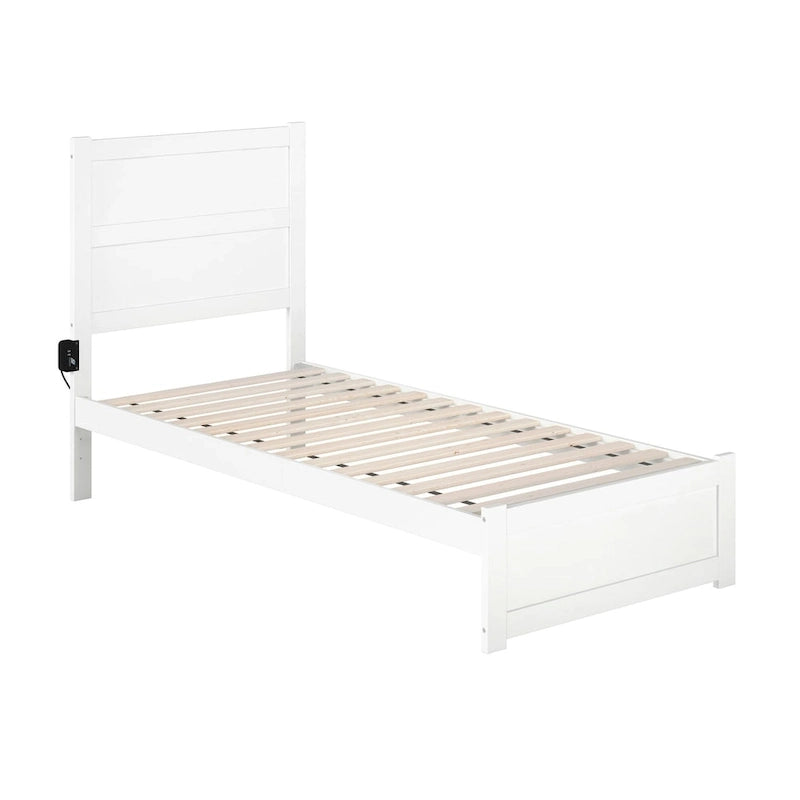 Extra langes Einzelbett mit Fußteil in Weiß