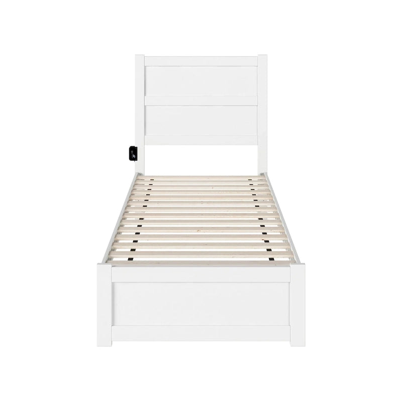 Extra langes Einzelbett mit Fußteil in Weiß