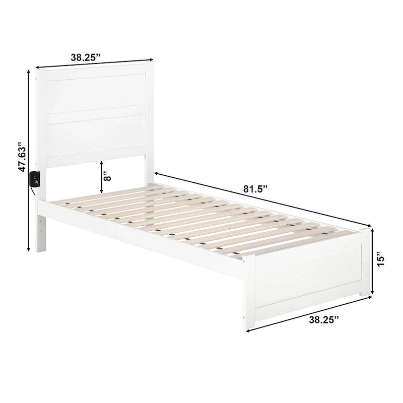 Extra langes Einzelbett mit Fußteil in Weiß