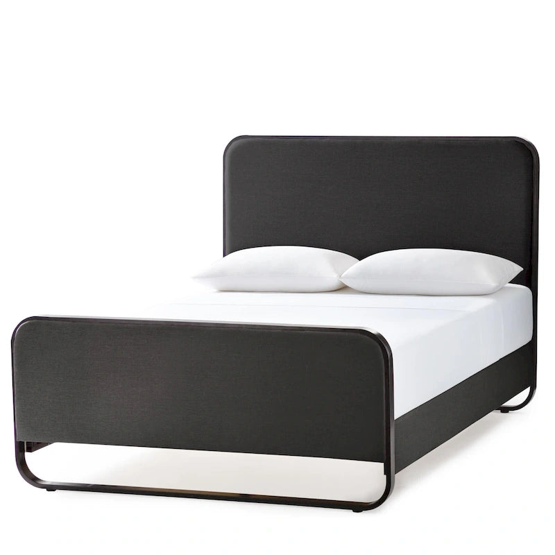 Bett aus Metall mit Polsterbezug im modernen Stil