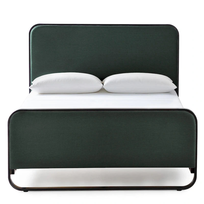 Bett aus Metall mit Polsterbezug im modernen Stil
