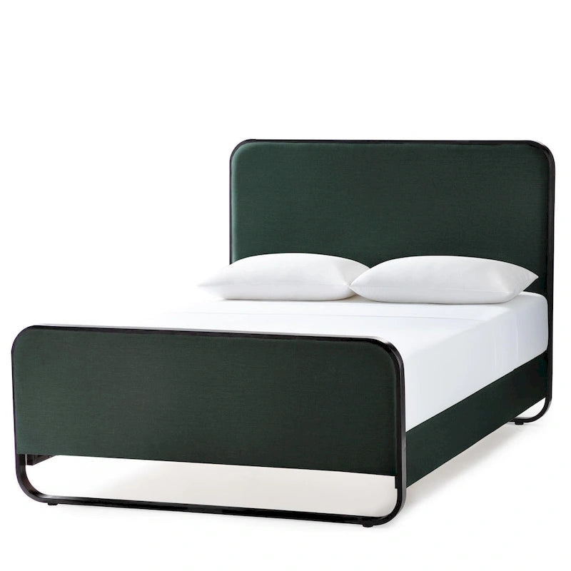 Bett aus Metall mit Polsterbezug im modernen Stil