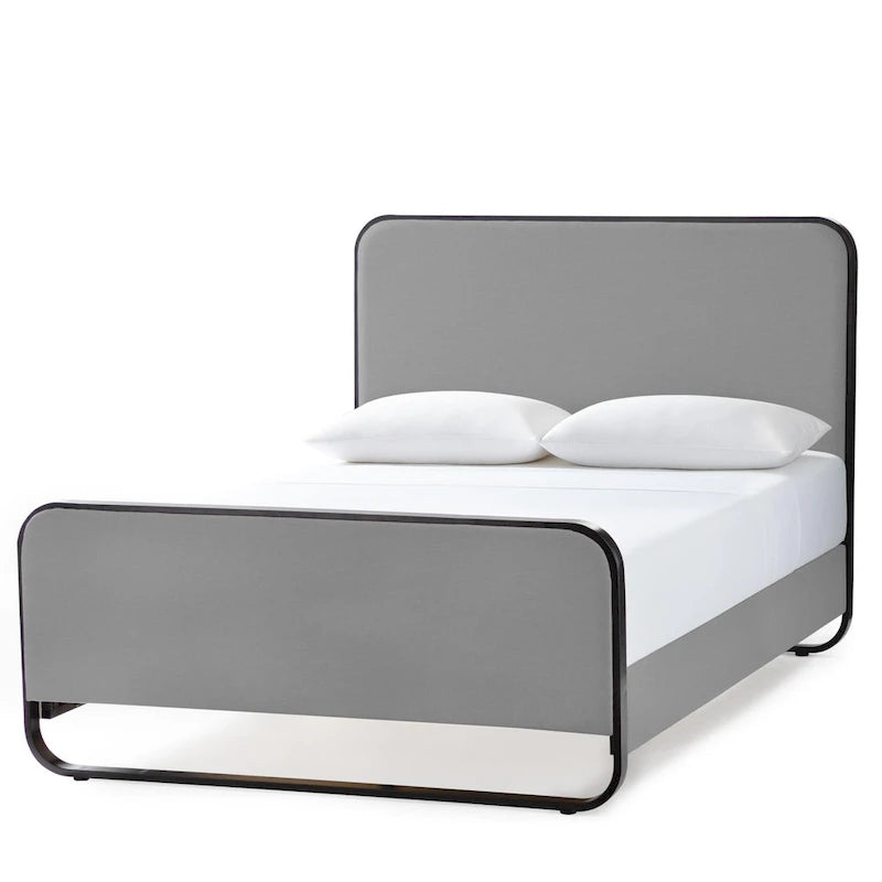 Bett aus Metall mit Polsterbezug im modernen Stil