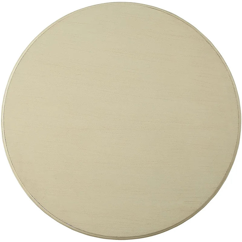 Table à piédestal ronde en bois, blanc antique