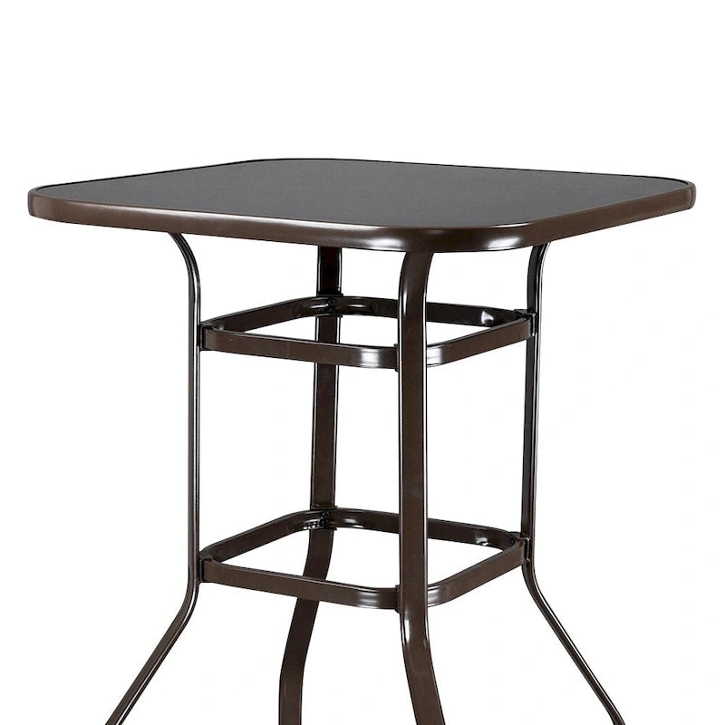 31.5W x 40H Patio Wrought Iron Glass High Bar Table