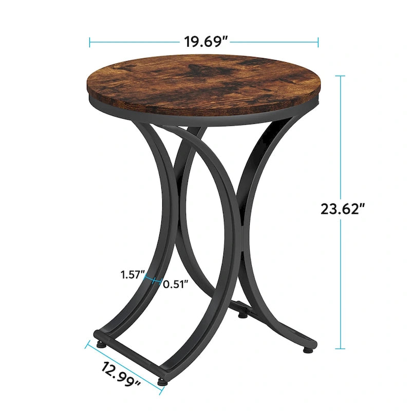 Table d’appoint ronde blanc et or, petite table basse moderne, table d’appoint en C