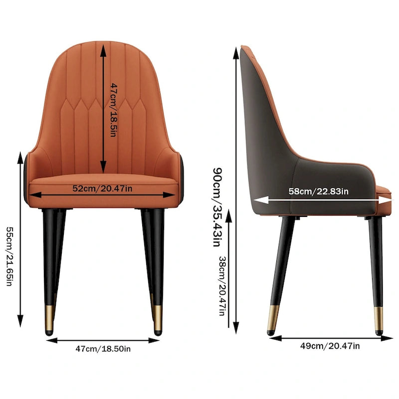 Lot de 2 chaises de salle à manger modernes recouvertes de microfibre et de cuir silicone, pieds en métal - 20.5x19.3x35.5 inch