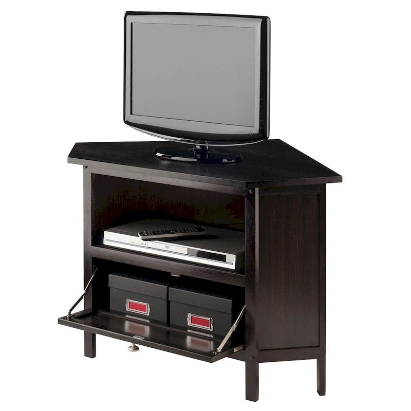 Eck-TV- und Medienmöbel, Espresso - 34.65 x 23.94 x 22.28 inches