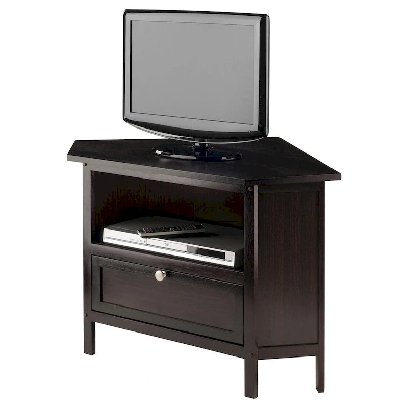 Eck-TV- und Medienmöbel, Espresso - 34.65 x 23.94 x 22.28 inches