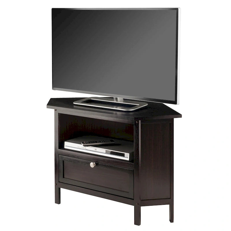 Eck-TV- und Medienmöbel, Espresso - 34.65 x 23.94 x 22.28 inches