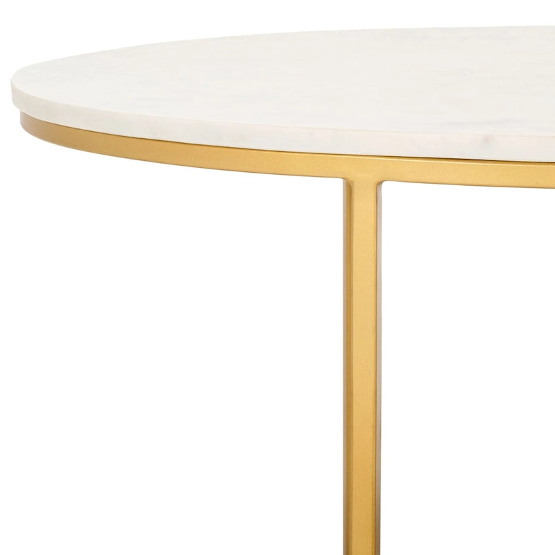 Mesa de centro de mármol (totalmente ensamblada) - 39 In. W x 21 In. D x 18.3 In. H - 39Wx21Dx18H