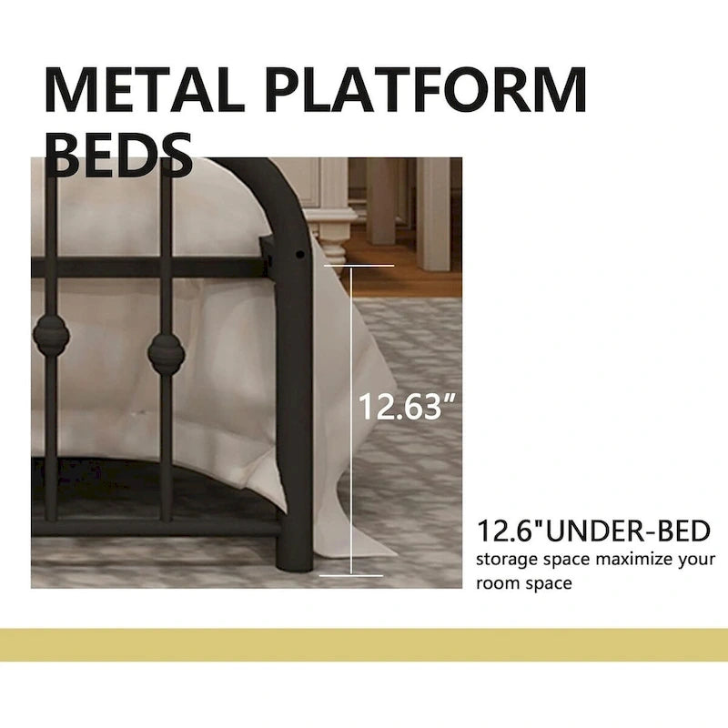 Metallbettgestell mit Plattform und Kopfteil im Vintage-Stil