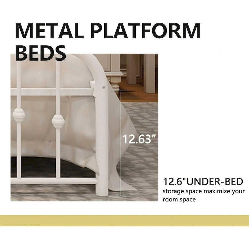 Metallbettgestell mit Plattform und Kopfteil im Vintage-Stil