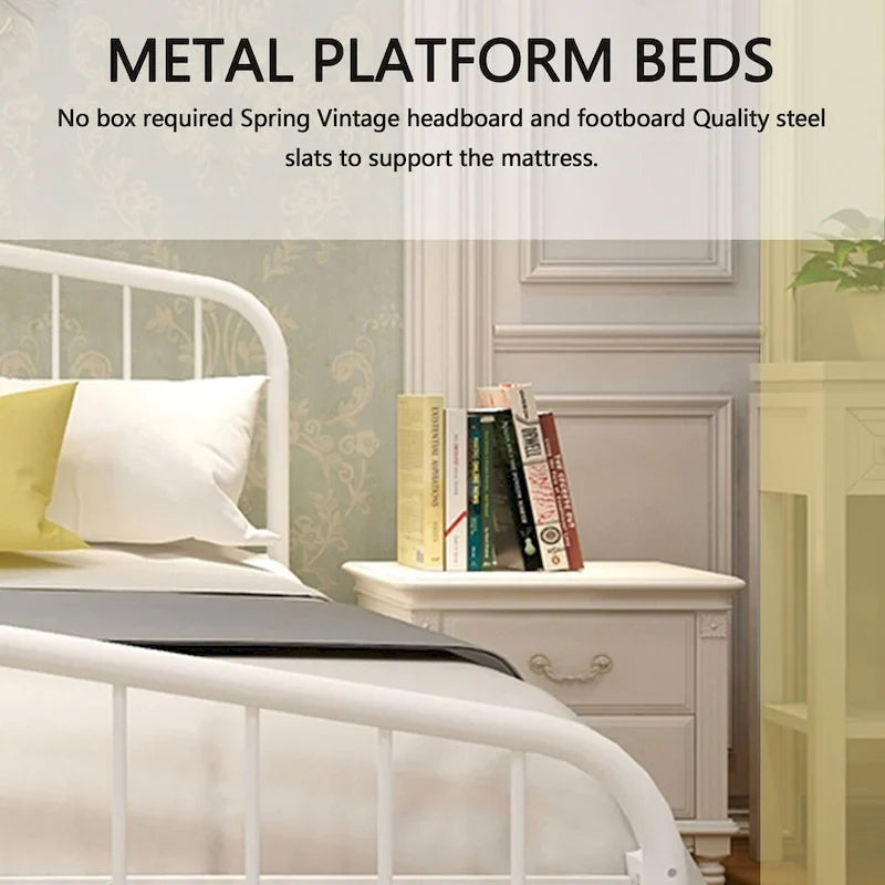 Metallbettgestell mit Plattform und Kopfteil im Vintage-Stil