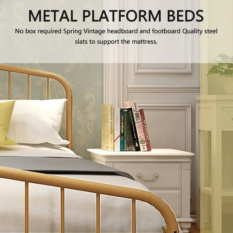 Metallbettgestell mit Plattform und Kopfteil im Vintage-Stil