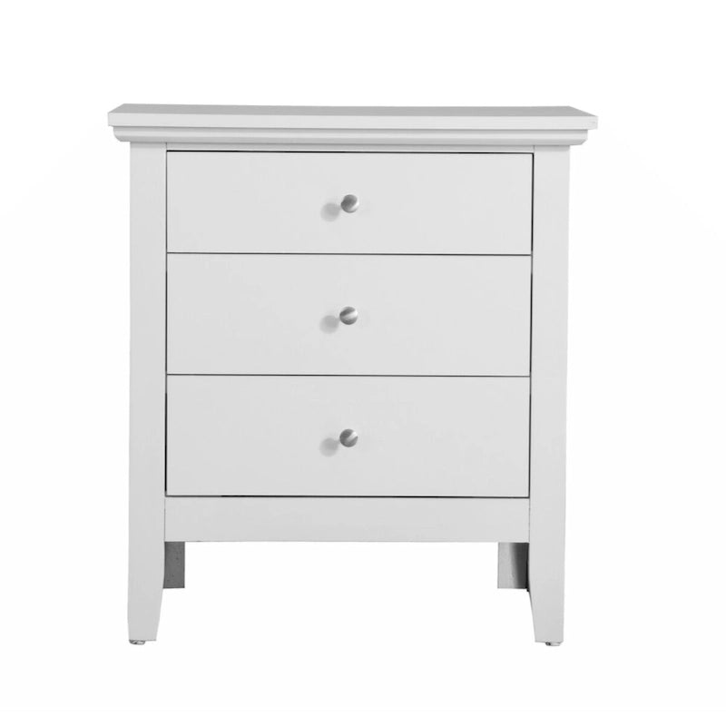 Table de chevet en bois blanc à 3 tiroirs, meuble de rangement pour la chambre