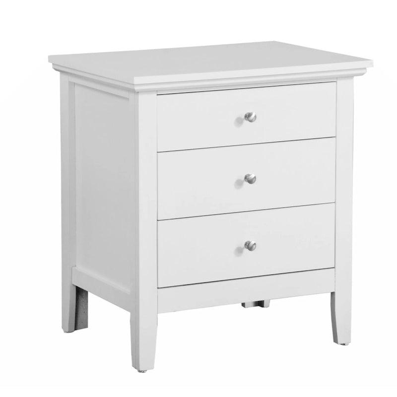 Table de chevet en bois blanc à 3 tiroirs, meuble de rangement pour la chambre