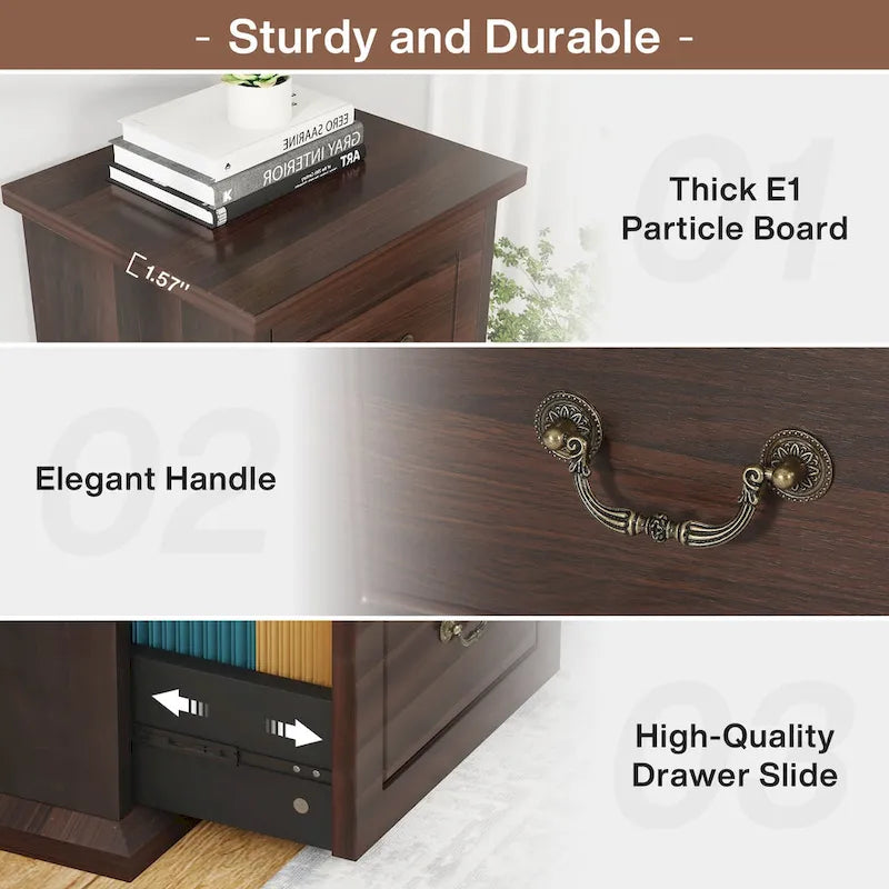 Aktenschrank mit 4 Schubladen fürs Homeoffice, vertikaler Holz-Aktenschrank für A4-/Letter-Format