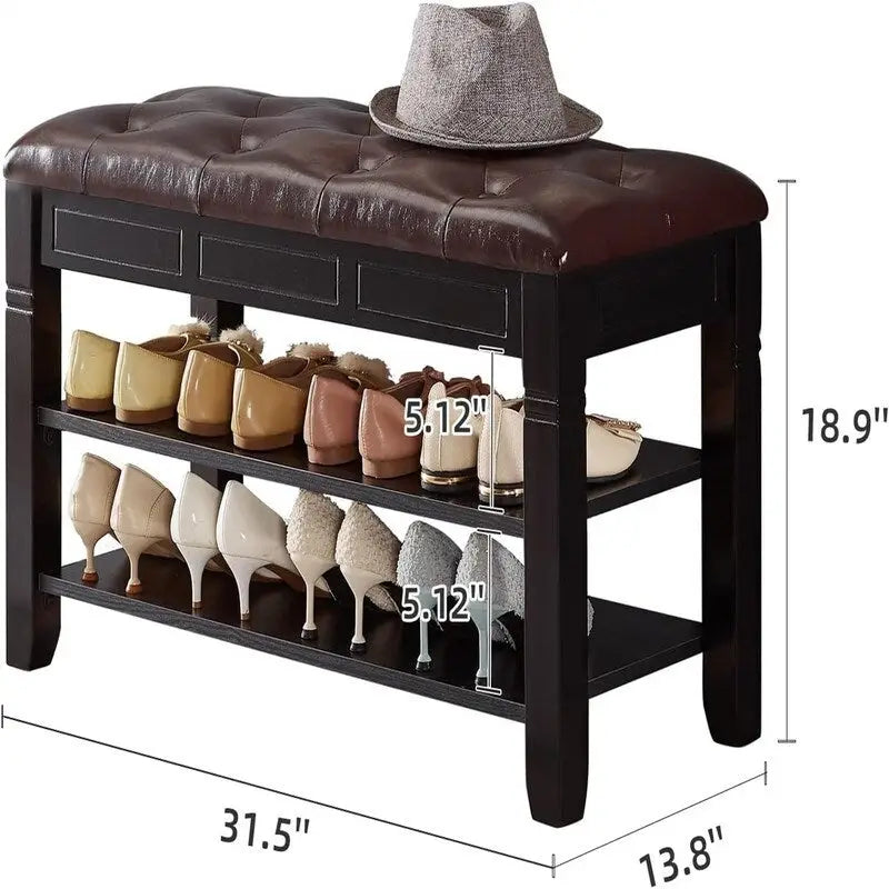 Banc à chaussures avec coussin - 31.5D x 13.8W x 18.9H