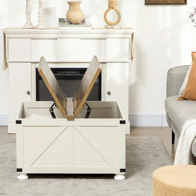 Mesa de centro estilo granja con almacenamiento para sala de estar