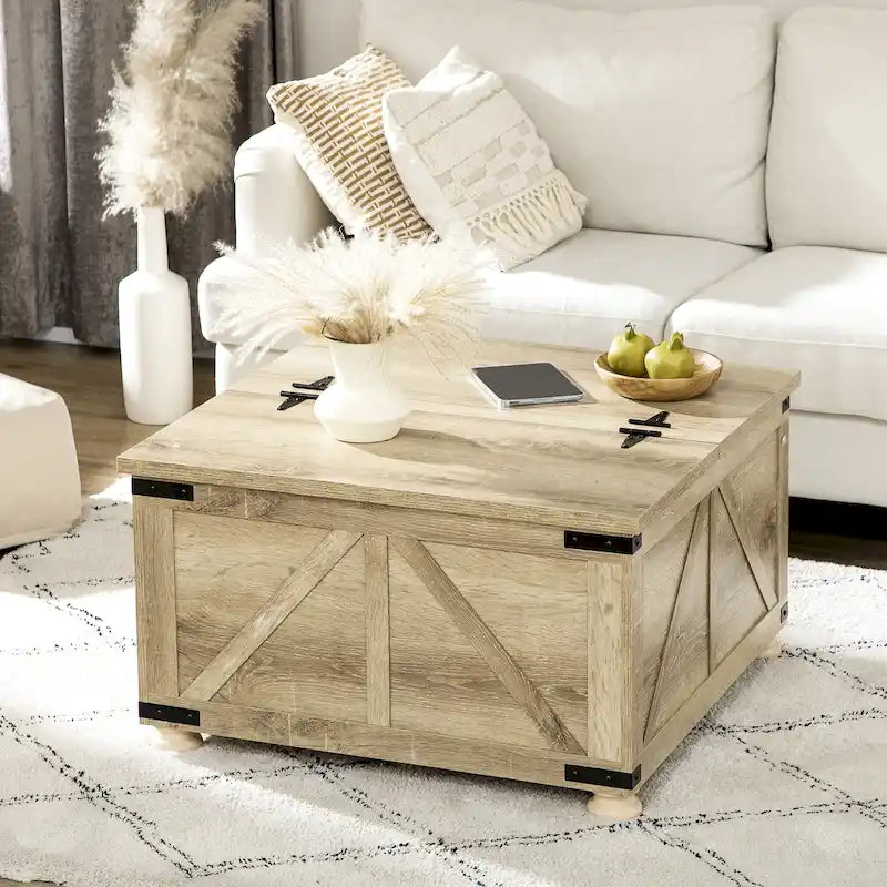 Mesa de centro estilo granja con almacenamiento para sala de estar