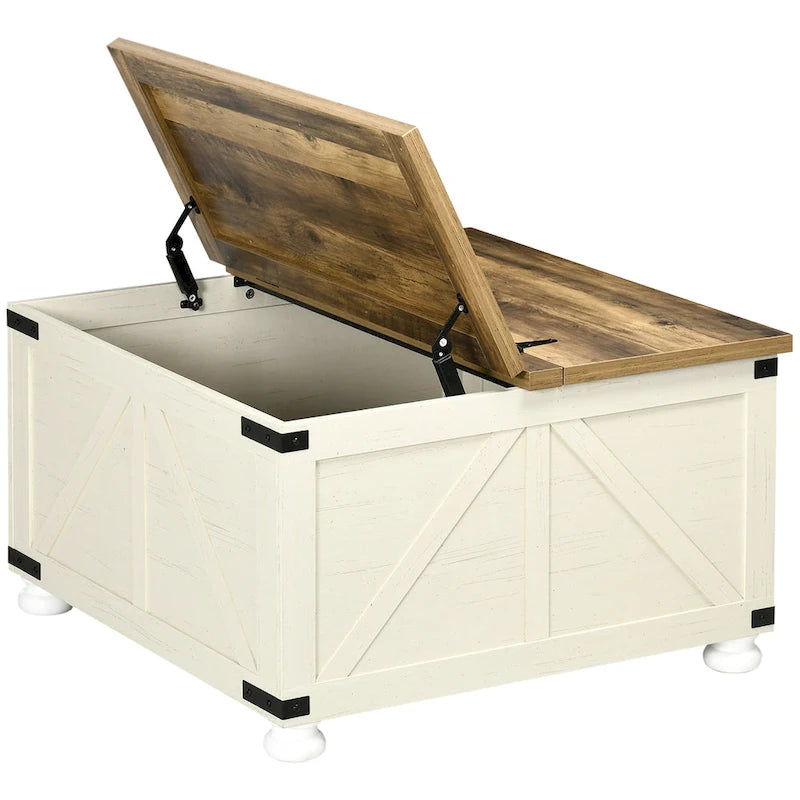 Mesa de centro estilo granja con almacenamiento para sala de estar
