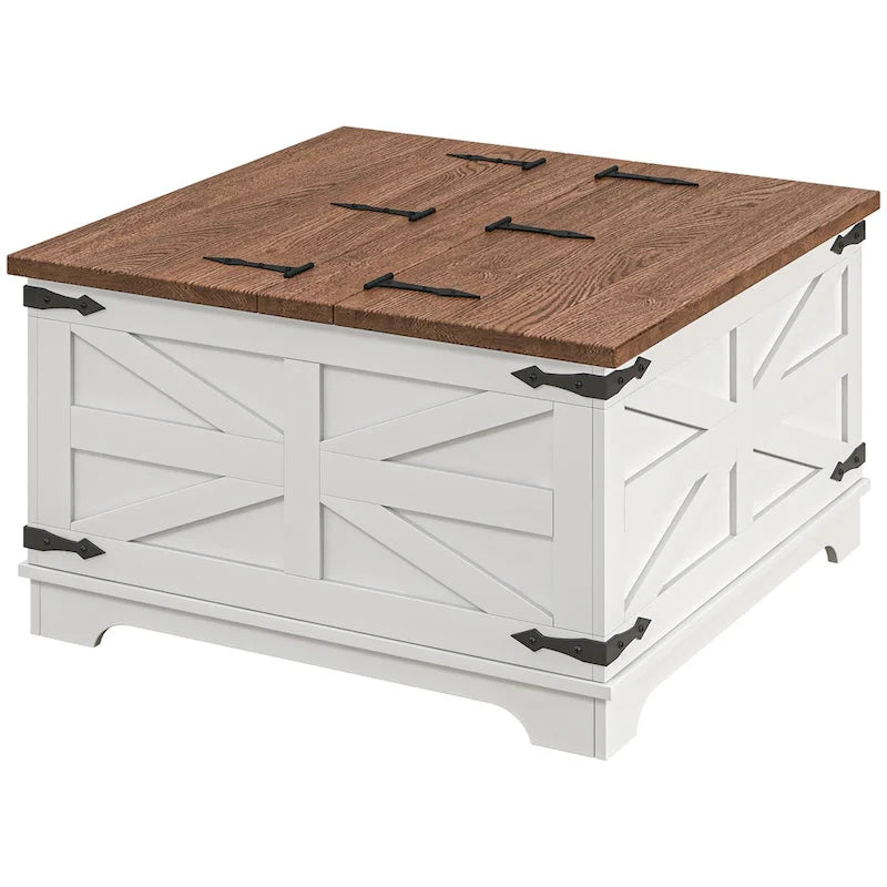 Mesa de centro estilo granja con almacenamiento para sala de estar