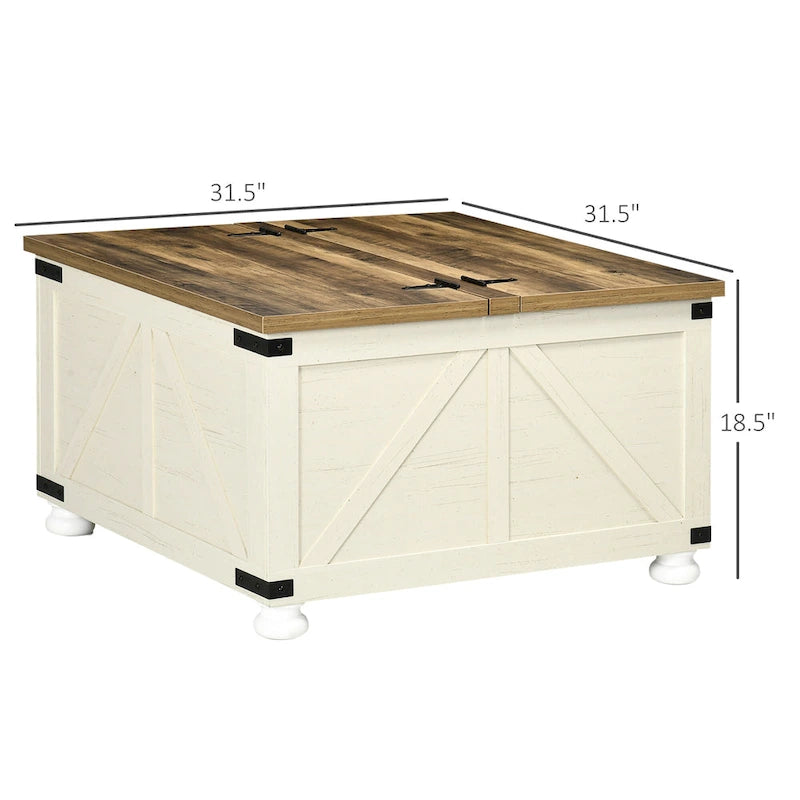 Mesa de centro estilo granja con almacenamiento para sala de estar