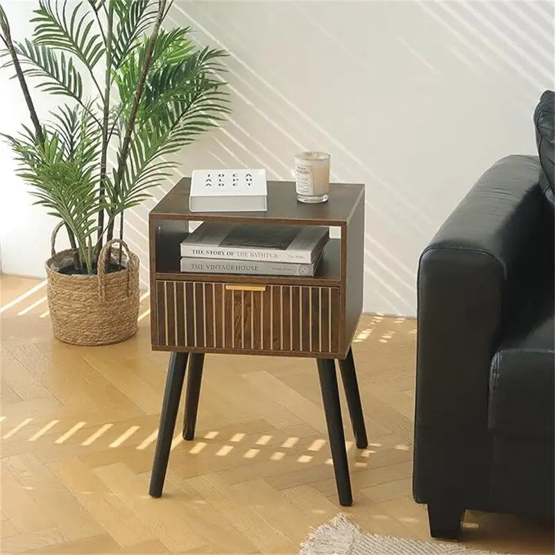 Petite table de chevet en bois avec tiroir - 11.8D x 15.7W x 23.6H