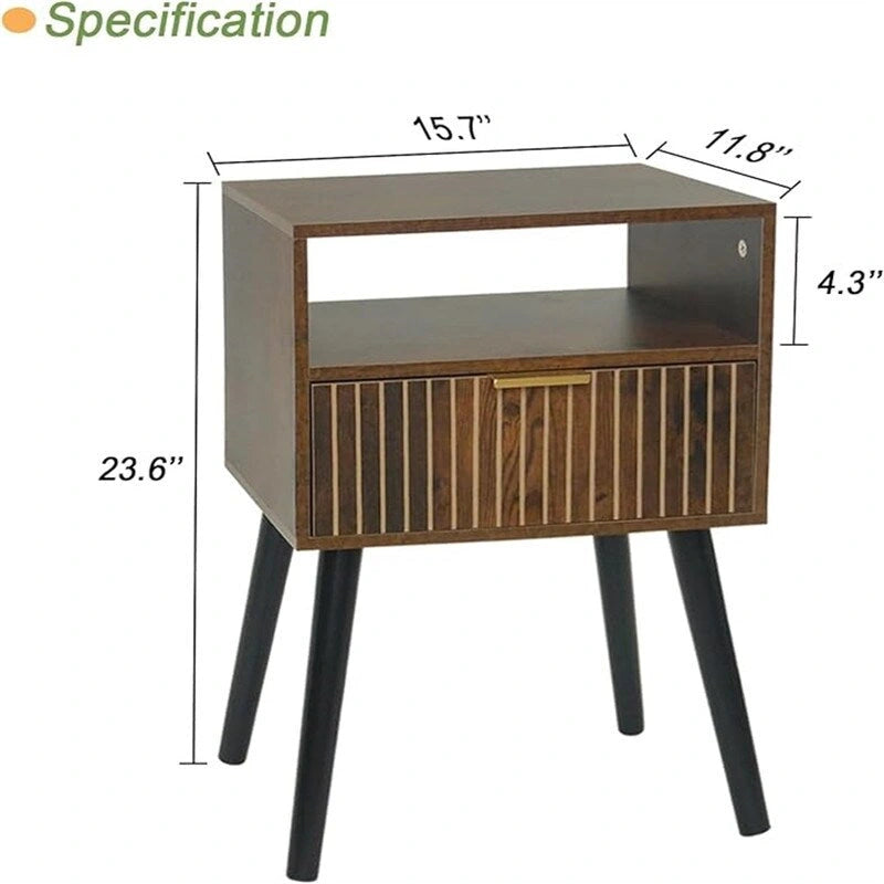Petite table de chevet en bois avec tiroir - 11.8D x 15.7W x 23.6H