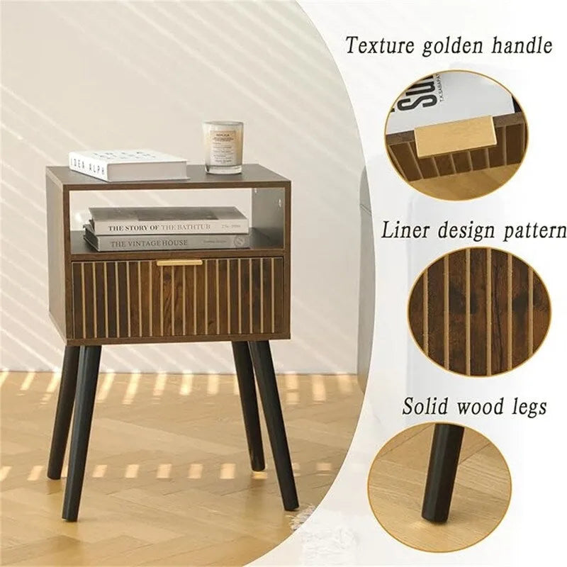 Kleiner Nachttisch aus Holz mit Schublade - 11.8D x 15.7W x 23.6H