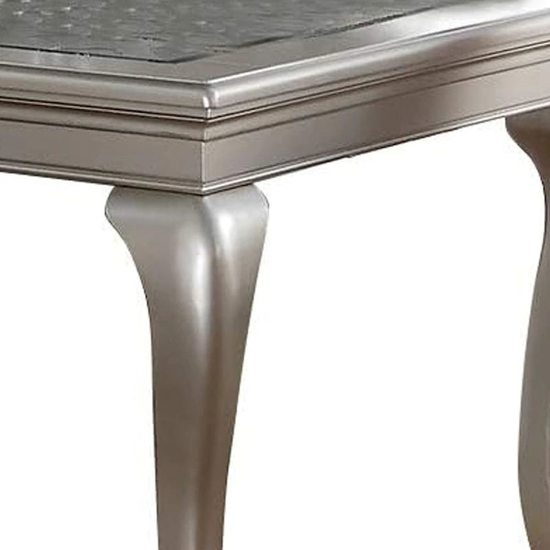 Mesa de comedor de 66-84 pulgadas, extensible para 6 personas, de vidrio, plata y madera