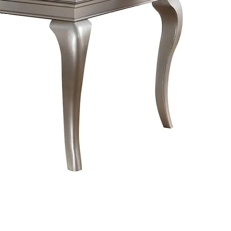 Mesa de comedor de 66-84 pulgadas, extensible para 6 personas, de vidrio, plata y madera