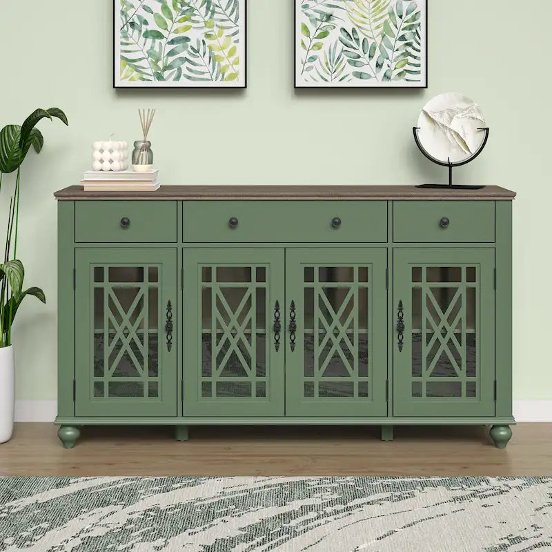 Küchenbuffet im Vintage-Stil, Sideboard mit Schubladen - 63 Zoll breit