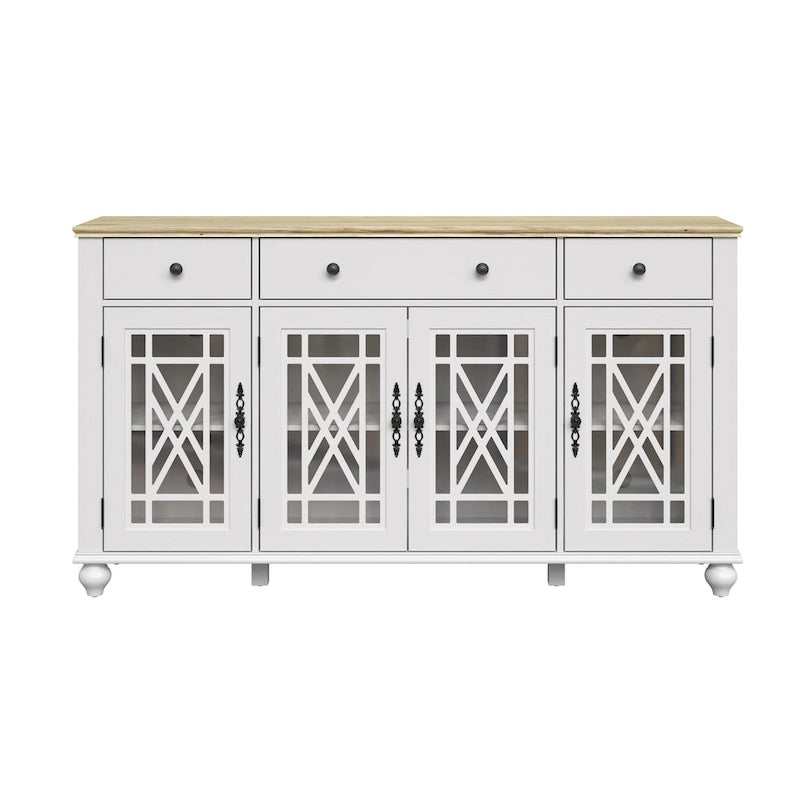 Küchenbuffet im Vintage-Stil, Sideboard mit Schubladen - 63 Zoll breit