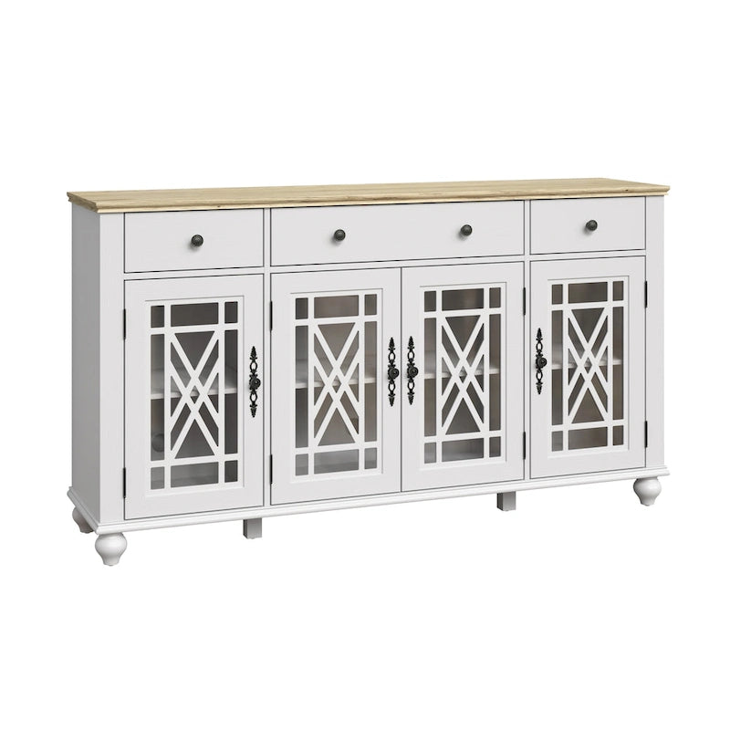 Küchenbuffet im Vintage-Stil, Sideboard mit Schubladen - 63 Zoll breit