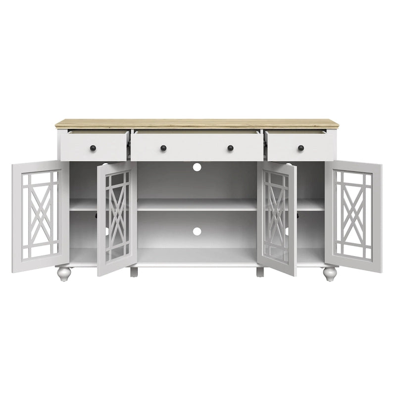 Küchenbuffet im Vintage-Stil, Sideboard mit Schubladen - 63 Zoll breit