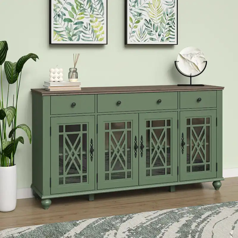 Küchenbuffet im Vintage-Stil, Sideboard mit Schubladen - 63 Zoll breit