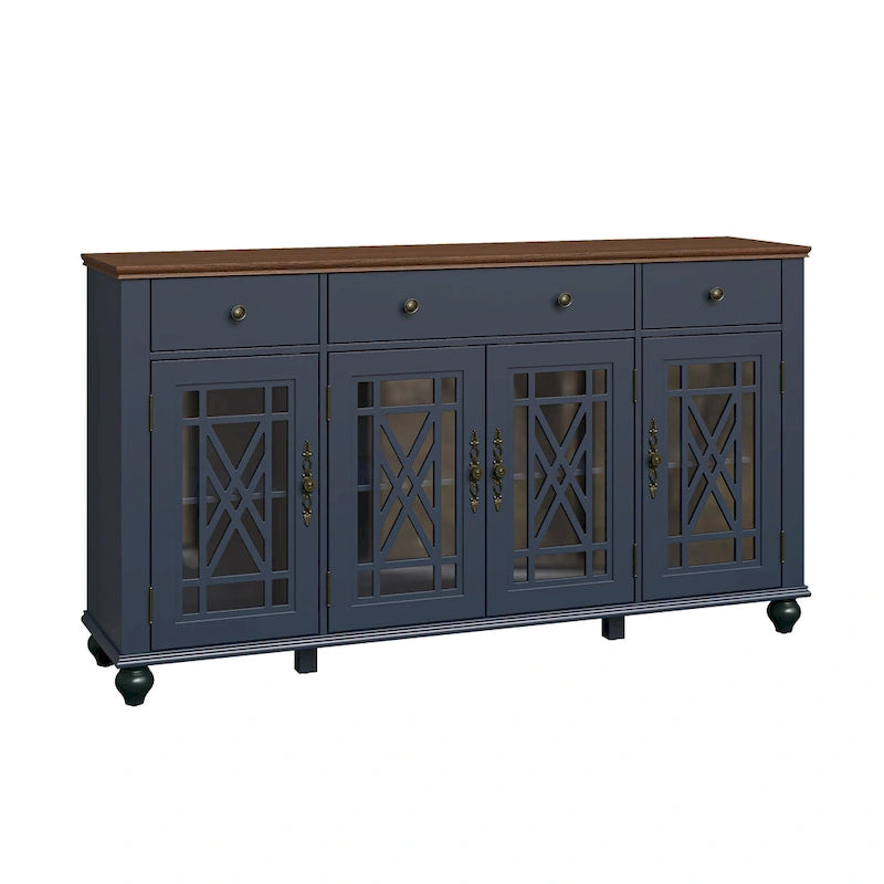 Küchenbuffet im Vintage-Stil, Sideboard mit Schubladen - 63 Zoll breit