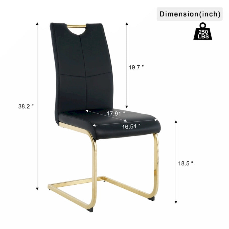 Esszimmer- und Wohnzimmerstühle, gepolsterter Stuhl mit goldfarbenen Metallbeinen, 2er-Set