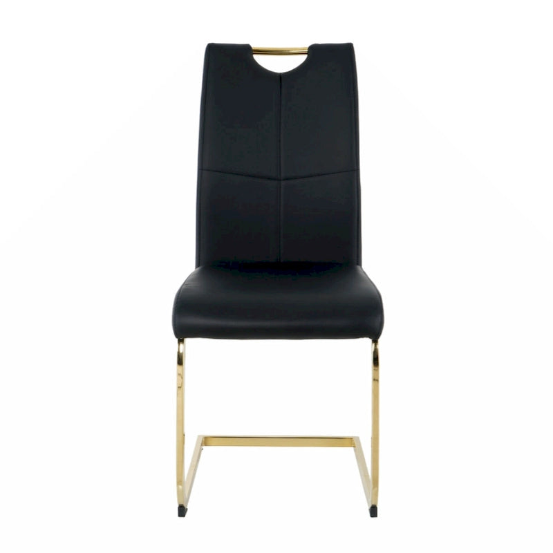 Esszimmer- und Wohnzimmerstühle, gepolsterter Stuhl mit goldfarbenen Metallbeinen, 2er-Set