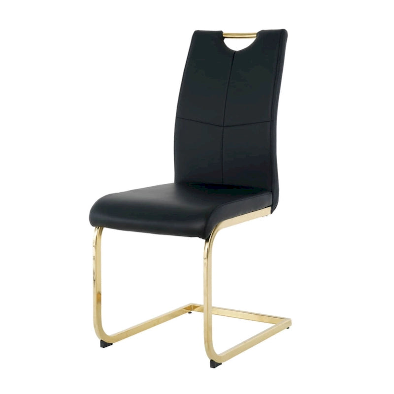 Esszimmer- und Wohnzimmerstühle, gepolsterter Stuhl mit goldfarbenen Metallbeinen, 2er-Set
