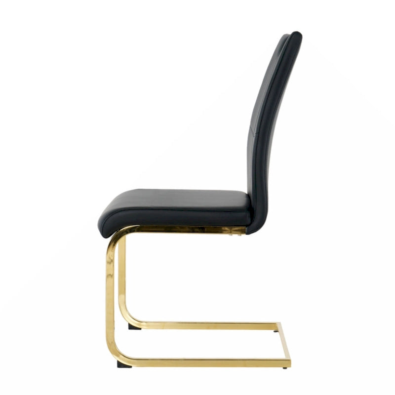 Esszimmer- und Wohnzimmerstühle, gepolsterter Stuhl mit goldfarbenen Metallbeinen, 2er-Set