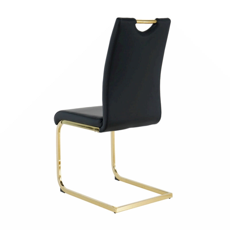 Esszimmer- und Wohnzimmerstühle, gepolsterter Stuhl mit goldfarbenen Metallbeinen, 2er-Set